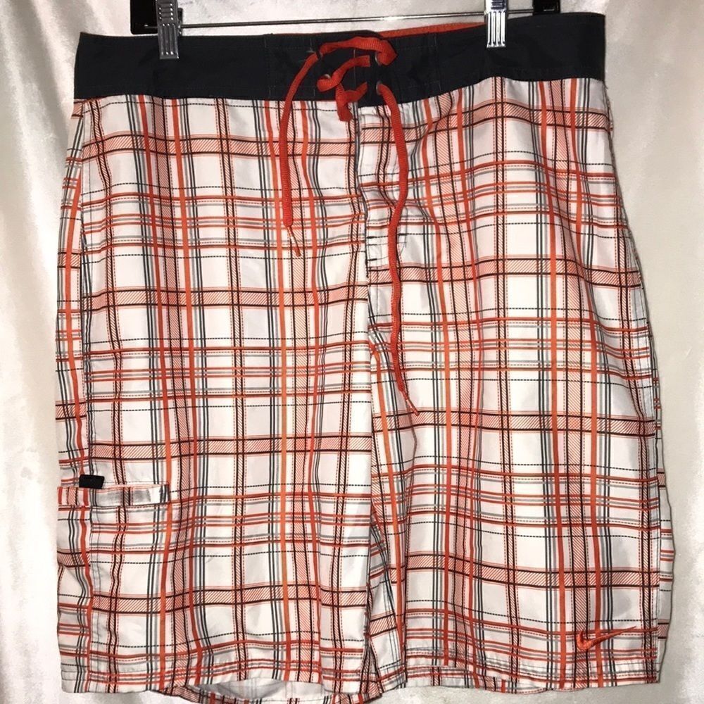 Nike x‎ sacai Men's Multicolor Plaid Drawstring Swim Board Shorts Size 34